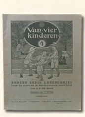 Vierde leesboekje " van vier kinderen" A. F. Ph. Mann. (Groningen Den-Haag Weltevreden)