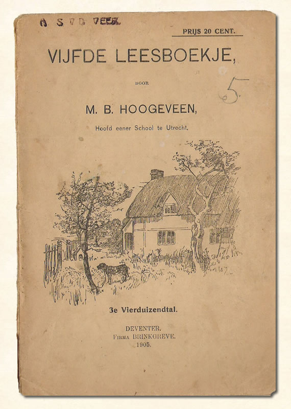 Vijfde Leesboekje van  M B. Hoogeveen uitgeverij Brinkgreve 1898-1906