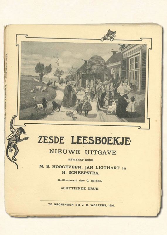 Zesde Leesboekje van  M B. Hoogeveen uitgeverij Wolters 1910-1916